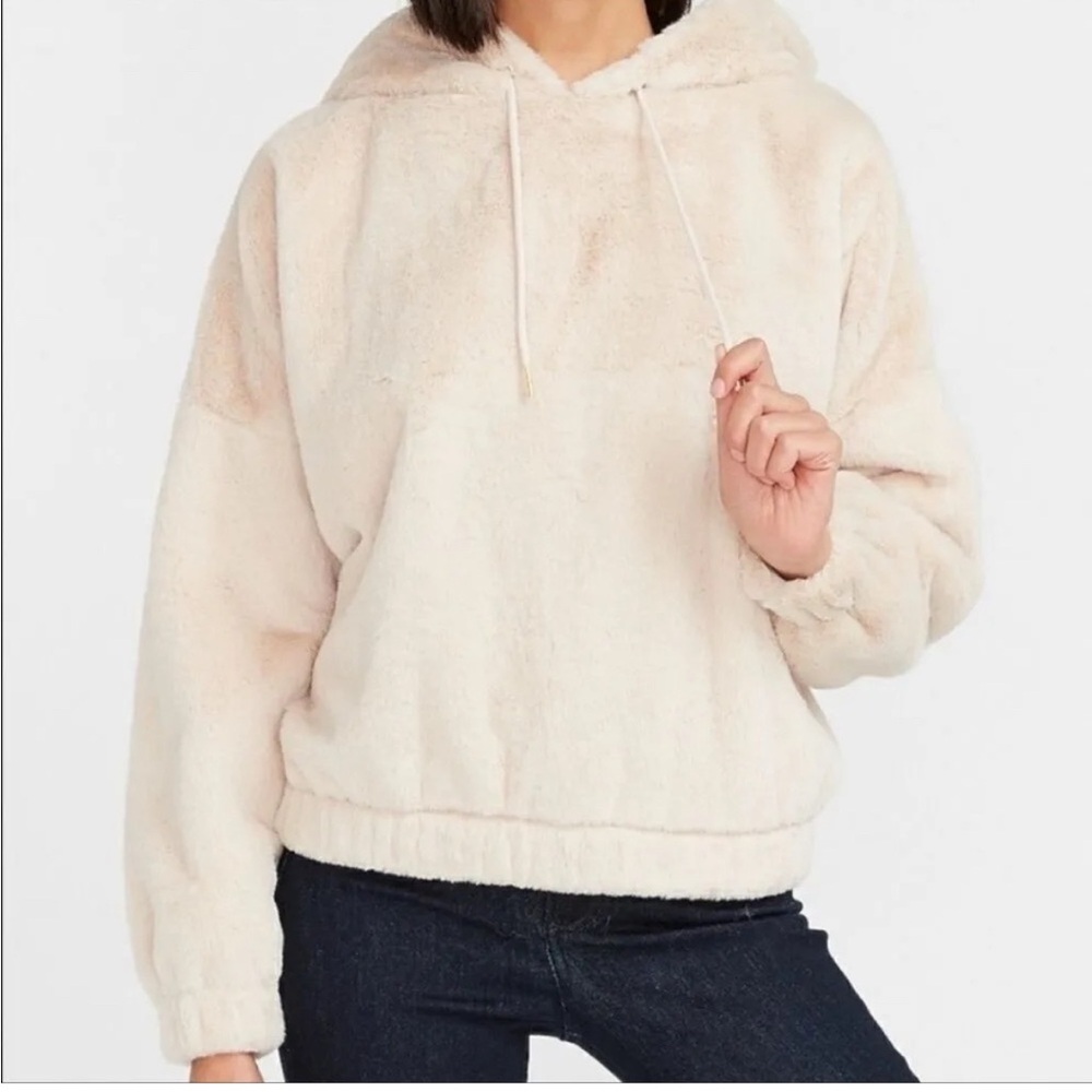 Express Cream Oversized Long Sleeve Hoodie